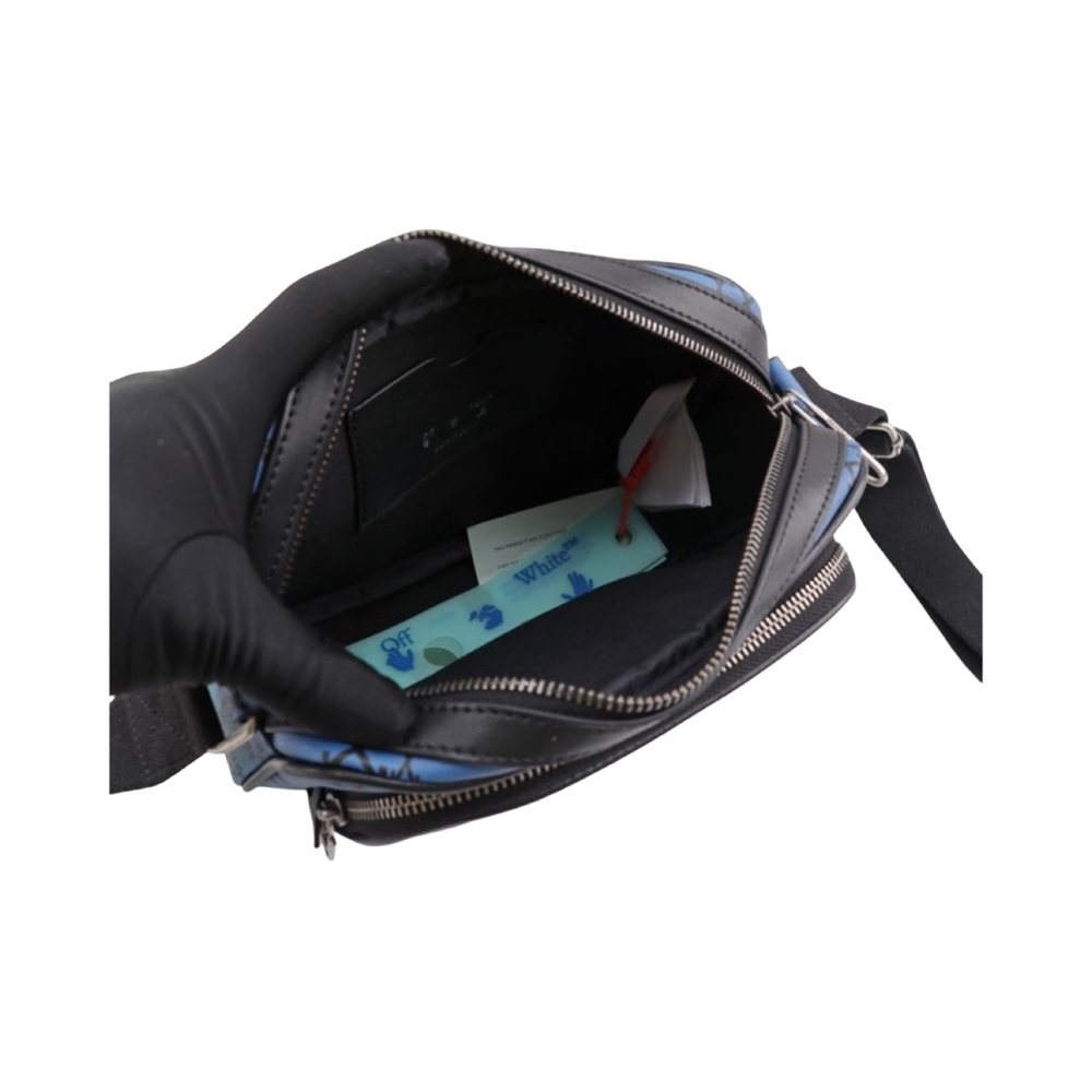 Off-White Blue and Green Crossbody Bag with Iridescent Finish - Picture 8 of 9